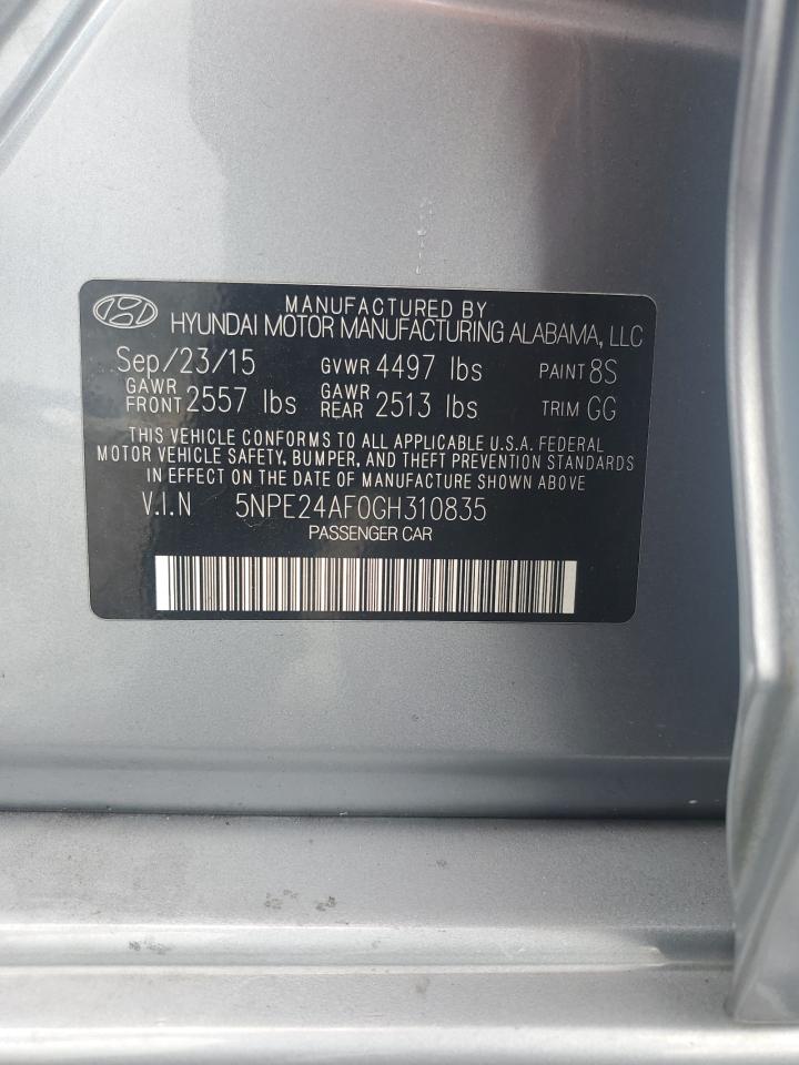 2016 Hyundai Sonata Se VIN: 5NPE24AF0GH310835 Lot: 80145155