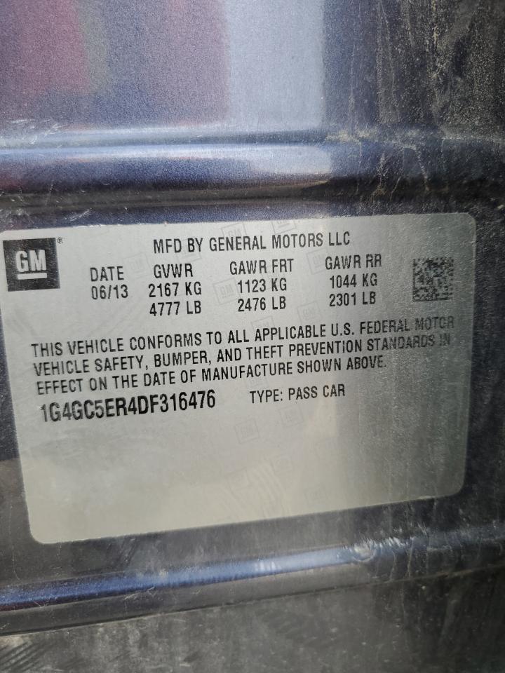 2013 Buick Lacrosse VIN: 1G4GC5ER4DF316476 Lot: 84055095
