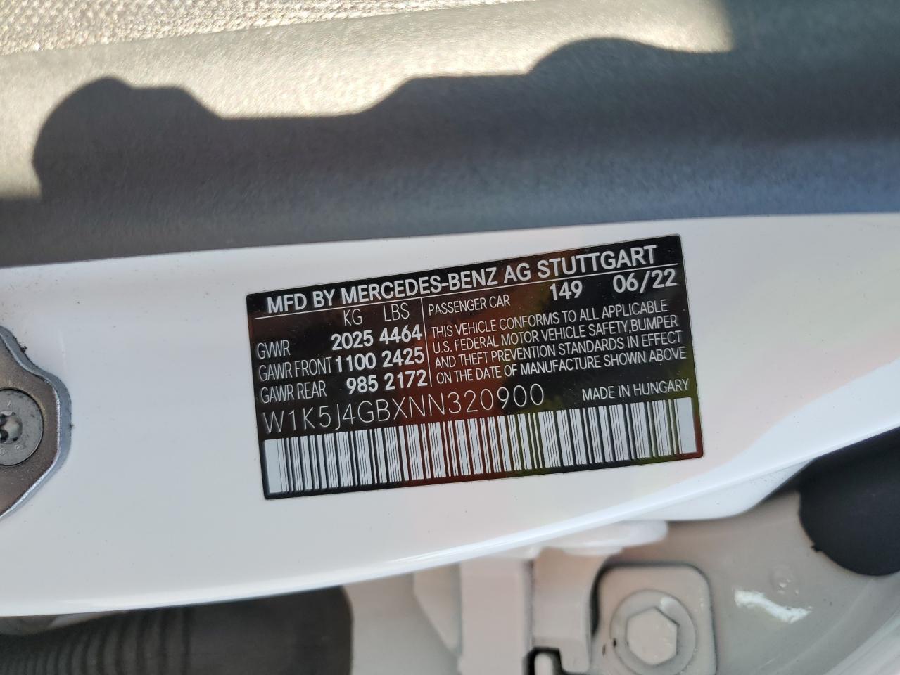 2022 Mercedes-Benz Cla 250 VIN: W1K5J4GBXNN320900 Lot: 80848235