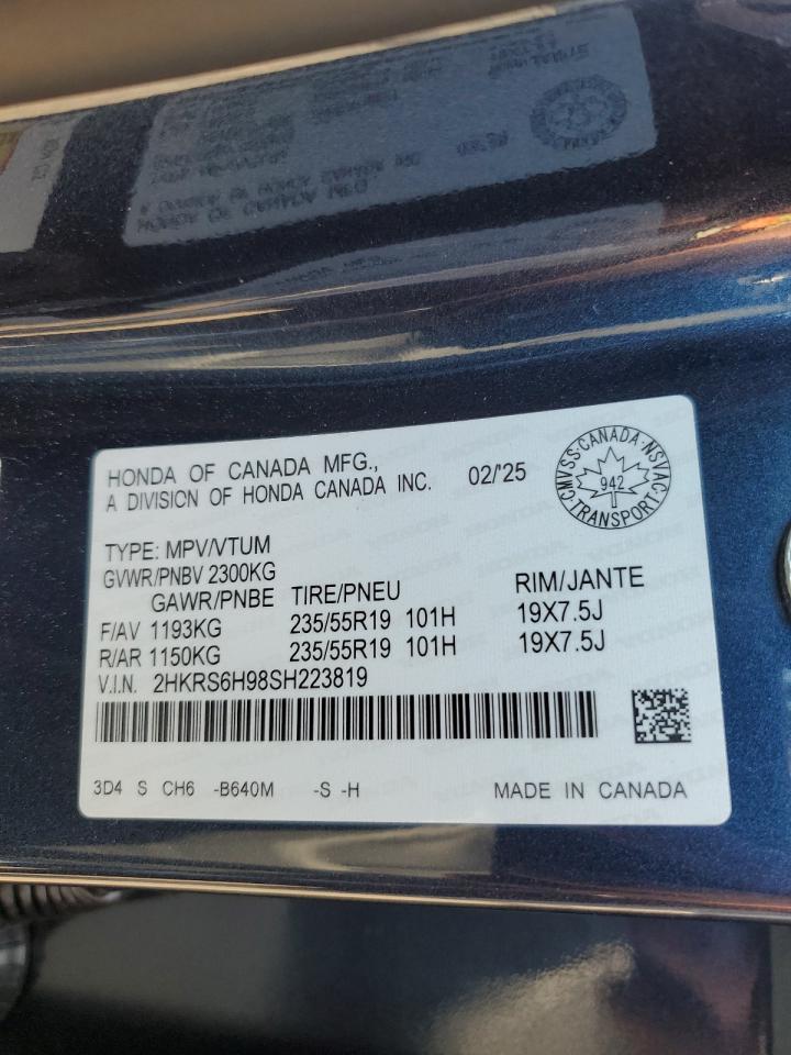 2025 Honda Cr-V Sport Touring VIN: 2HKRS6H98SH223819 Lot: 71973575