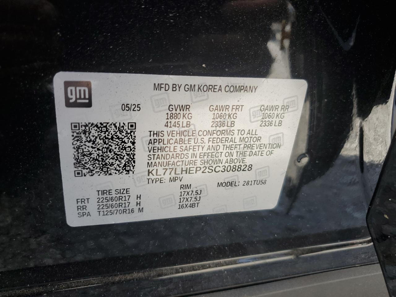 2025 Chevrolet Trax 1Lt VIN: KL77LHEP2SC308828 Lot: 84237505