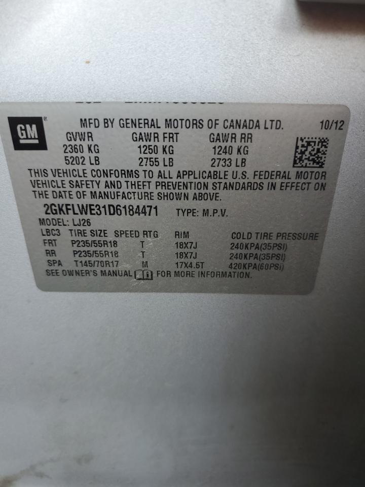 2013 GMC Terrain Slt VIN: 2GKFLWE31D6184471 Lot: 81061685