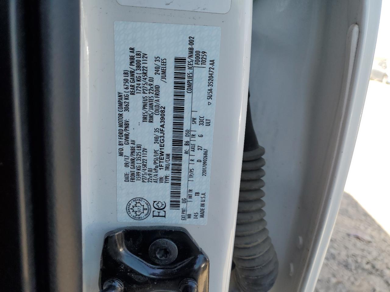 2018 Ford F150 Supercrew VIN: 1FTEW1EG3JFA39082 Lot: 71690215