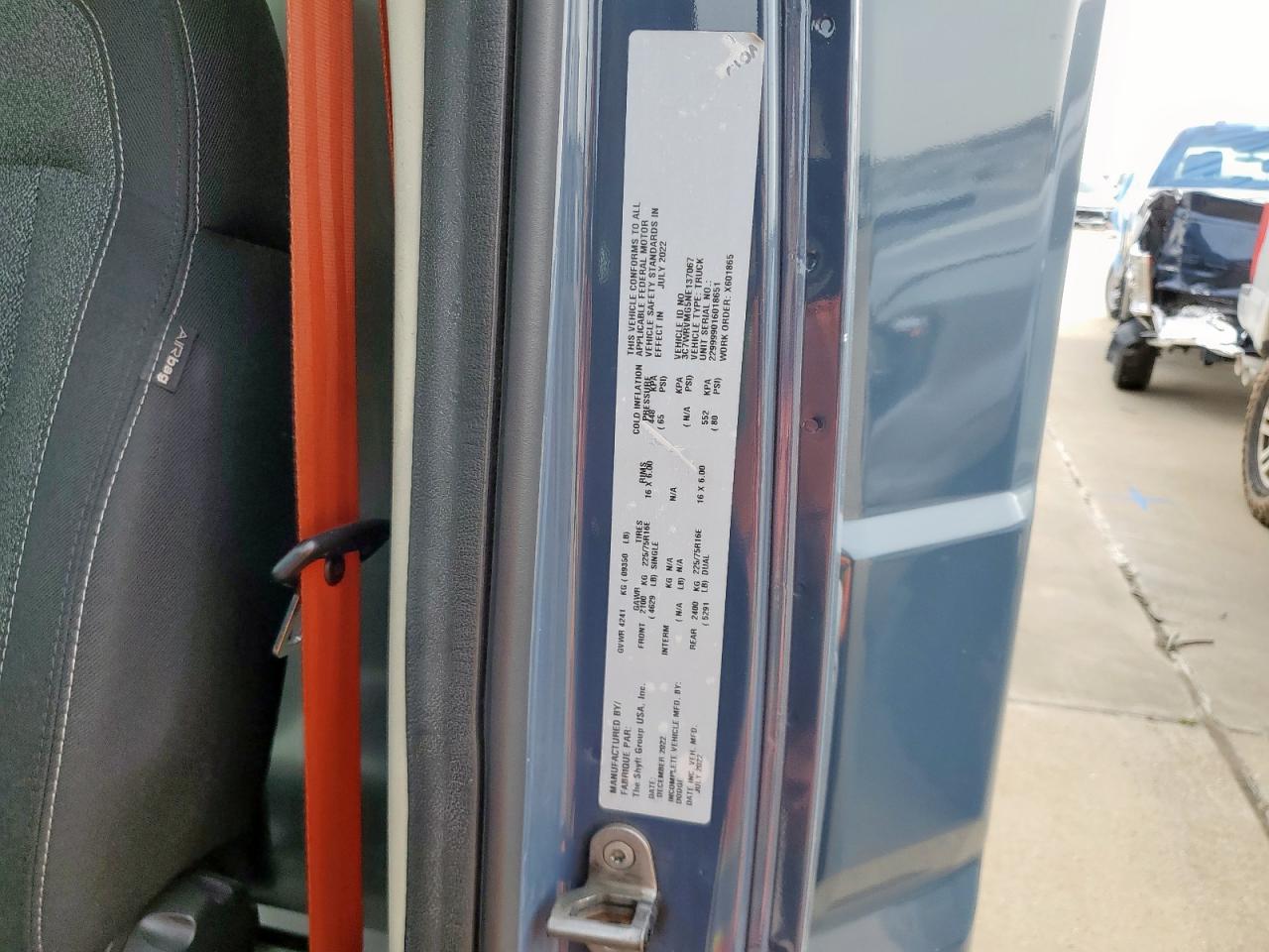 2022 Ram Promaster 3500 3500 Standard VIN: 3C7WRVMG5NE137067 Lot: 67938545