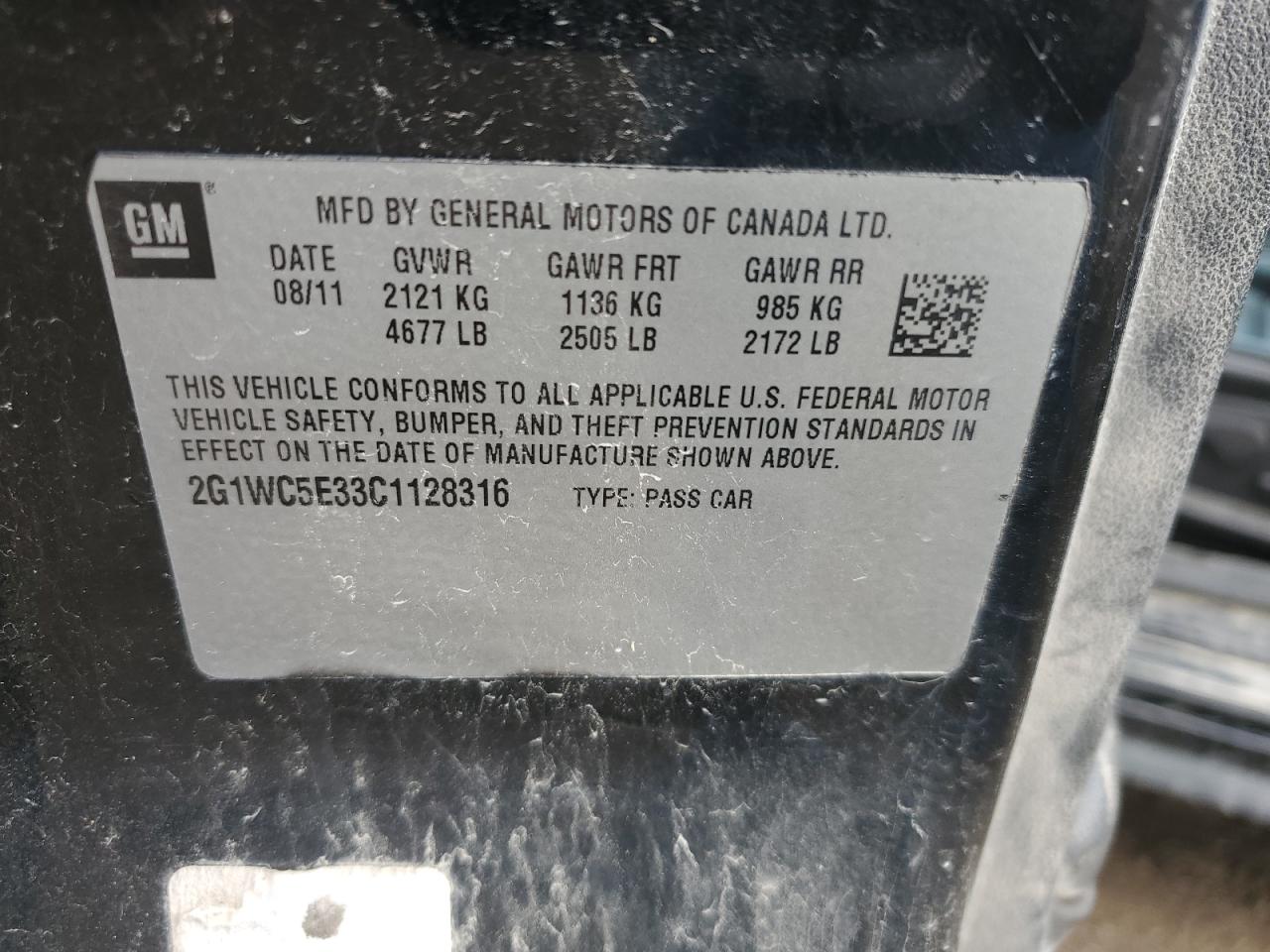 2012 Chevrolet Impala Ltz VIN: 2G1WC5E33C1128316 Lot: 81311265