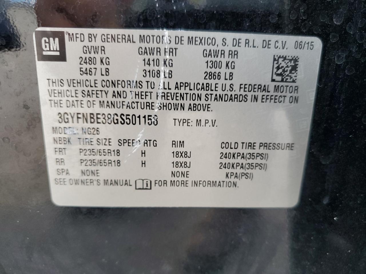 2016 Cadillac Srx Luxury Collection VIN: 3GYFNBE38GS501158 Lot: 80429105