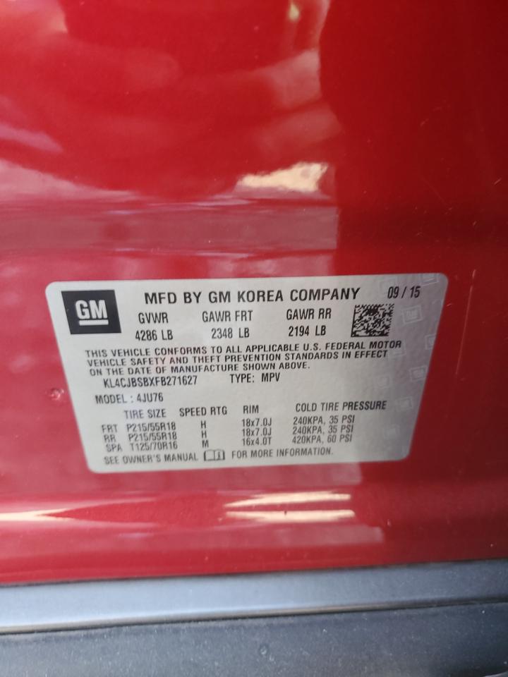 2015 Buick Encore Convenience VIN: KL4CJBSBXFB271627 Lot: 81135375