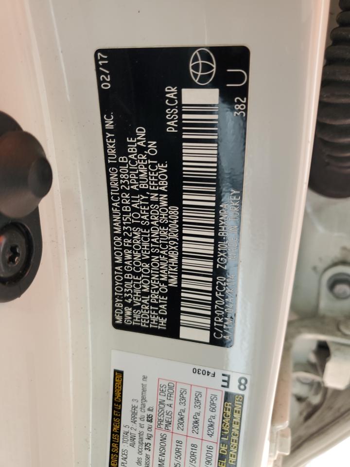 2018 Toyota C-Hr Xle VIN: NMTKHMBX9JR004080 Lot: 80159015