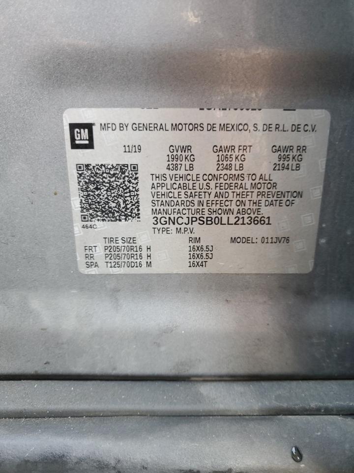 2020 Chevrolet Trax 1Lt VIN: 3GNCJPSB0LL213661 Lot: 81721985