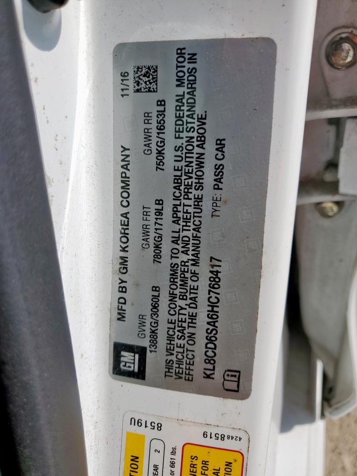 2017 Chevrolet Spark 1Lt VIN: KL8CD6SA6HC768417 Lot: 84215615