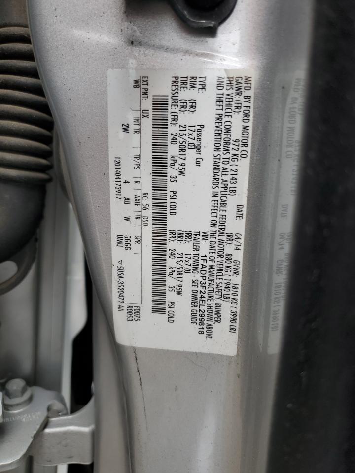 2014 Ford Focus Se VIN: 1FADP3F24EL299818 Lot: 82134885