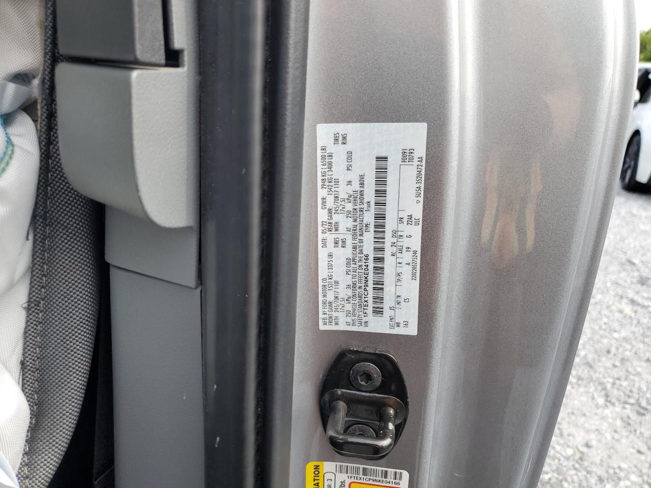2022 Ford F150 Super Cab VIN: 1FTEX1CP9NKE04166 Lot: 69970775