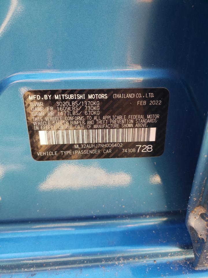 2022 Mitsubishi Mirage Es VIN: ML32AUHJ7NH006402 Lot: 80253485