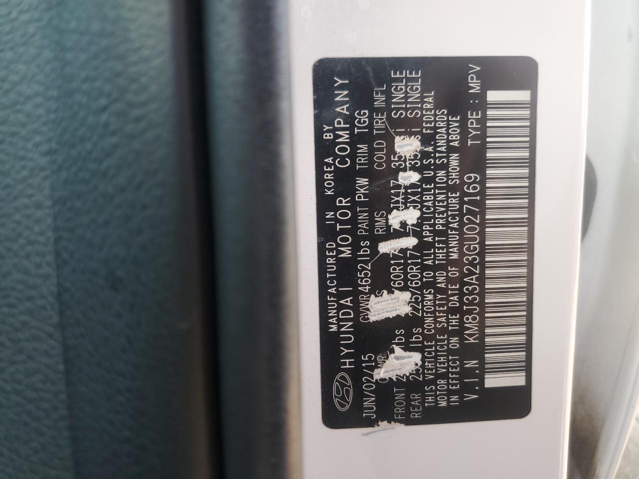 2016 Hyundai Tucson Limited VIN: KM8J33A23GU027169 Lot: 80481815