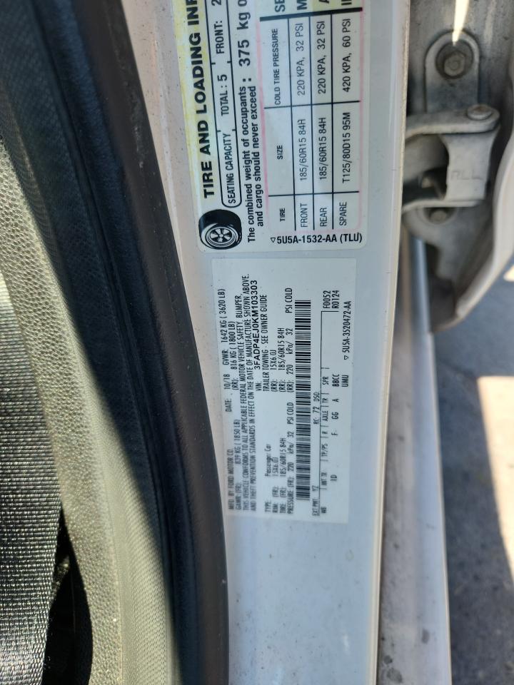 2019 Ford Fiesta Se VIN: 3FADP4EJ0KM103303 Lot: 71302895