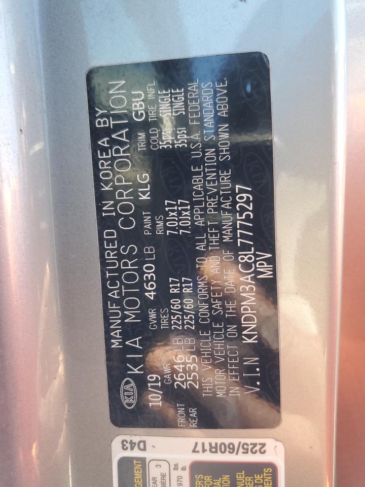 2020 Kia Sportage Lx VIN: KNDPM3AC8L7775297 Lot: 81604455