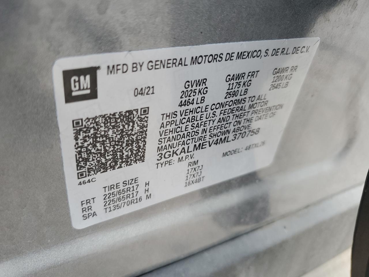 2021 GMC Terrain Sle VIN: 3GKALMEV4ML370758 Lot: 83950655