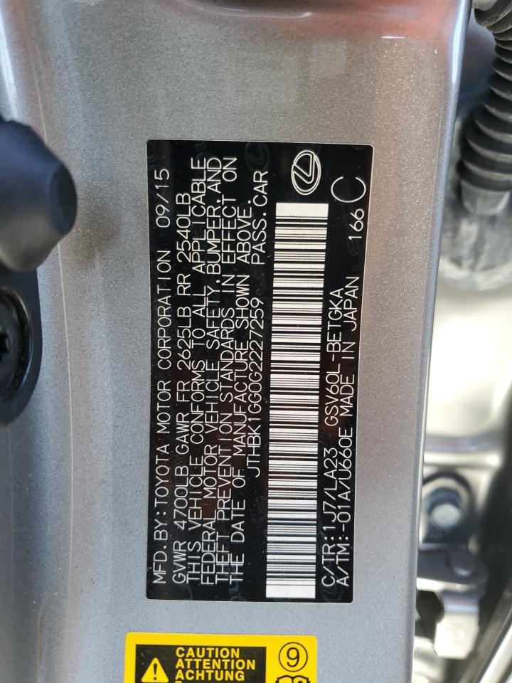 2016 Lexus Es 350 VIN: JTHBK1GG0G2227259 Lot: 84402185