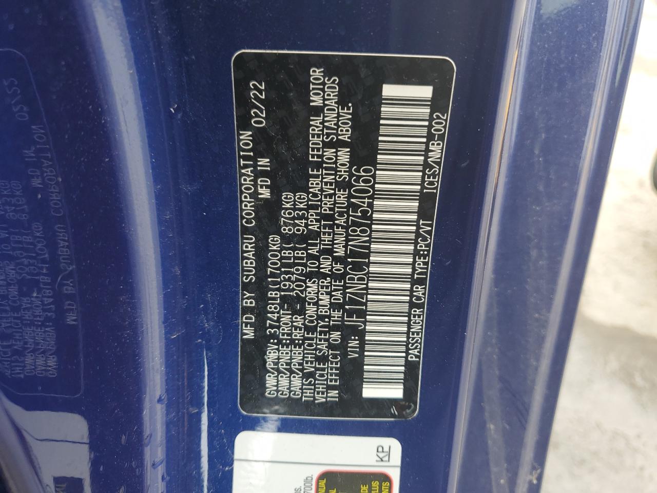 2022 Toyota Gr 86 VIN: JF1ZNBC17N8754066 Lot: 81771445