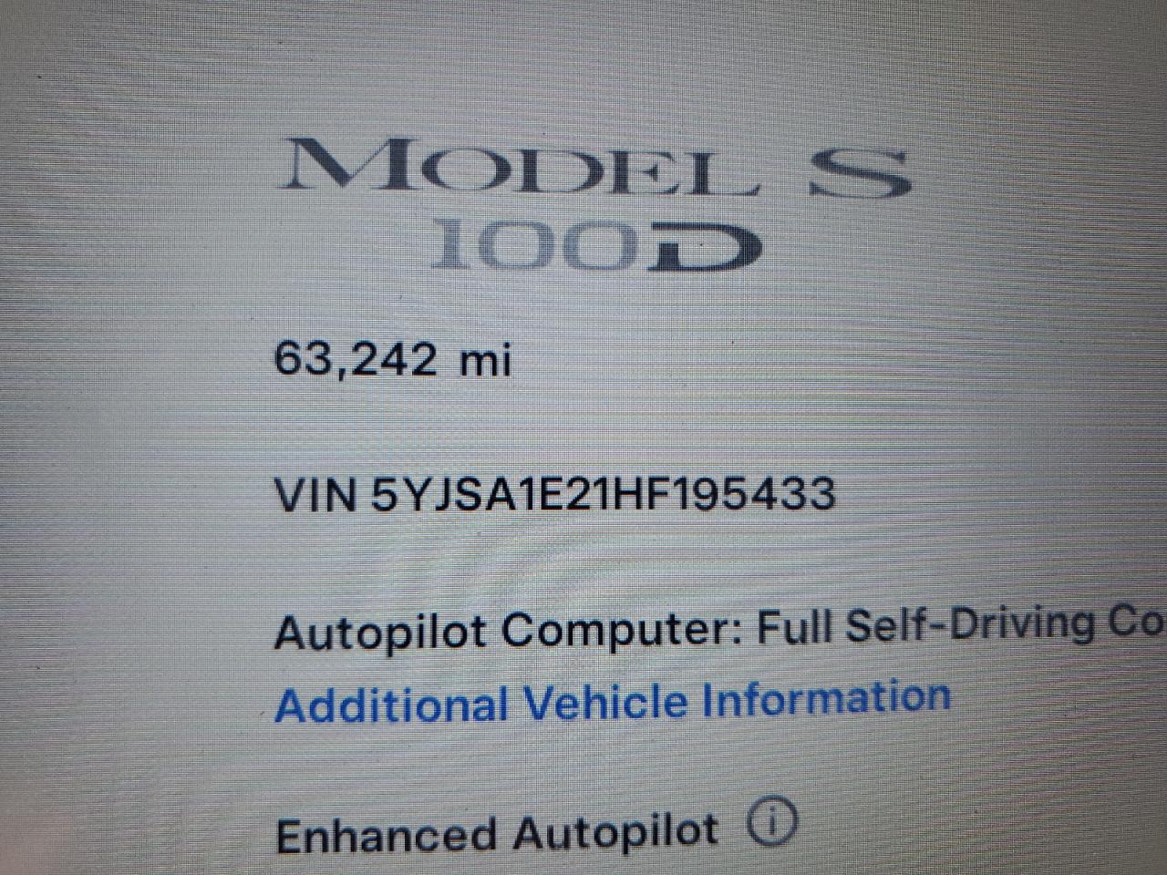 2017 Tesla Model S VIN: 5YJSA1E21HF195433 Lot: 81153965