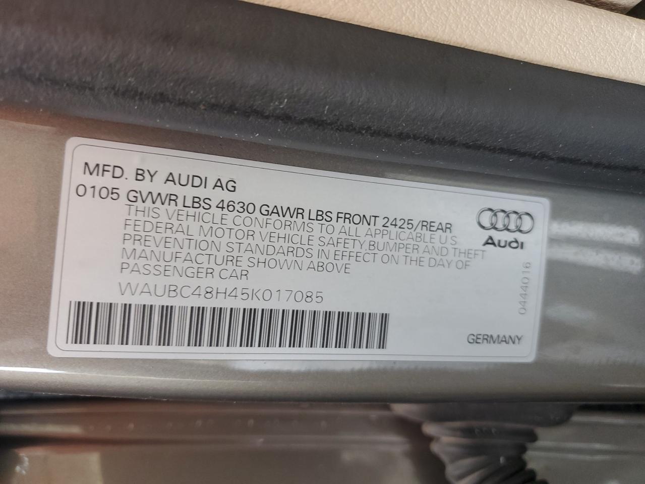 2005 Audi A4 S-Line 1.8 Turbo VIN: WAUBC48H45K017085 Lot: 81083165