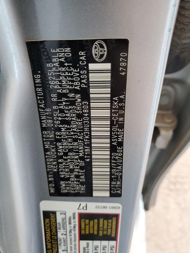 2017 Toyota Camry Le VIN: 4T1BF1FK3HU304803 Lot: 84065445