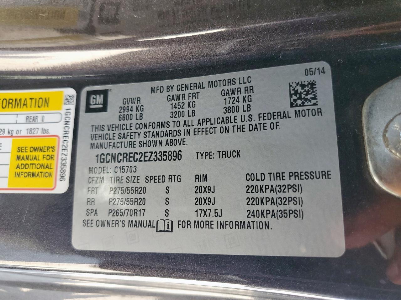 2014 Chevrolet Silverado C1500 Lt VIN: 1GCNCREC2EZ335896 Lot: 80448325