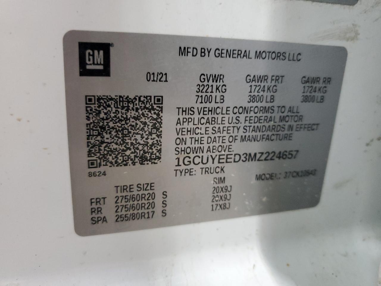 2021 Chevrolet Silverado K1500 Rst VIN: 1GCUYEED3MZ224657 Lot: 70743365