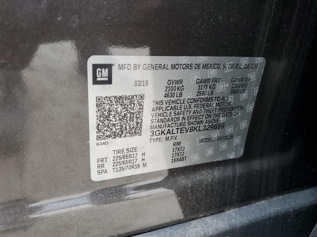 2019 GMC Terrain Sle VIN: 3GKALTEV8KL329699 Lot: 80654465