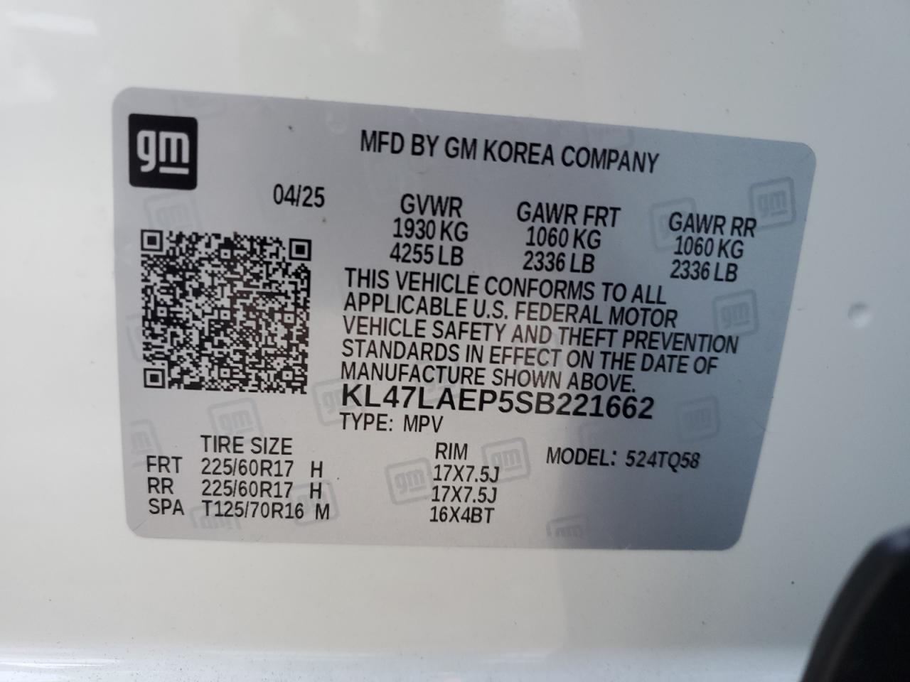 2025 Buick Envista Preferred VIN: KL47LAEP5SB221662 Lot: 81238085