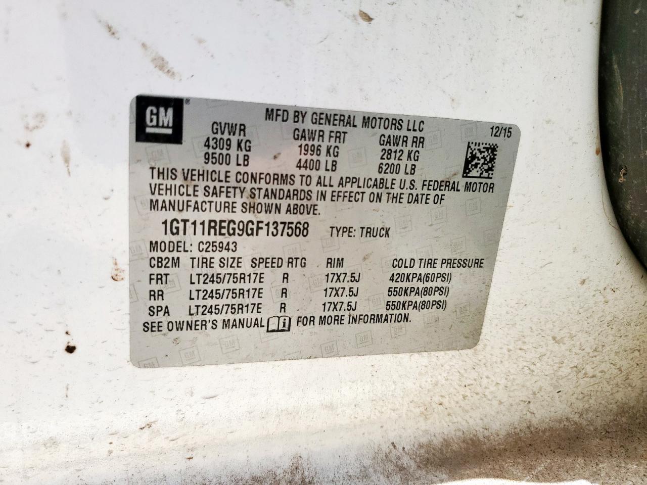 2016 GMC Sierra C2500 Heavy Duty VIN: 1GT11REG9GF137568 Lot: 71837115
