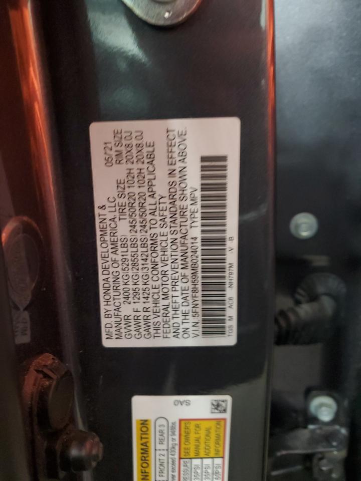 2021 Honda Passport Exl VIN: 5FNYF8H59MB024014 Lot: 71363905