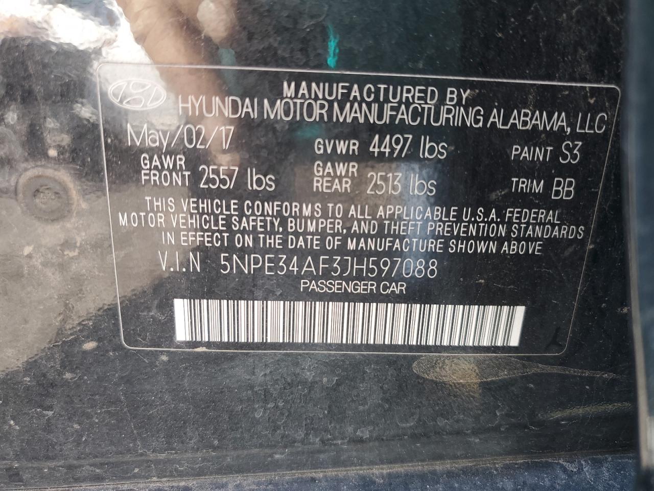 2018 Hyundai Sonata Sport VIN: 5NPE34AF3JH597088 Lot: 81259555