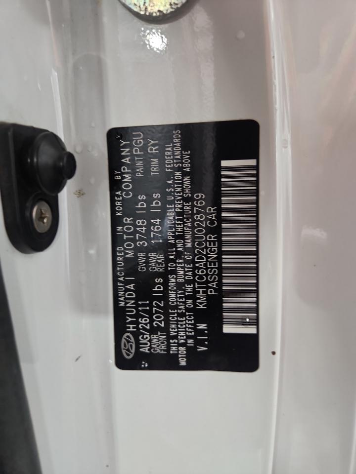 2012 Hyundai Veloster VIN: KMHTC6AD2CU028769 Lot: 70858065