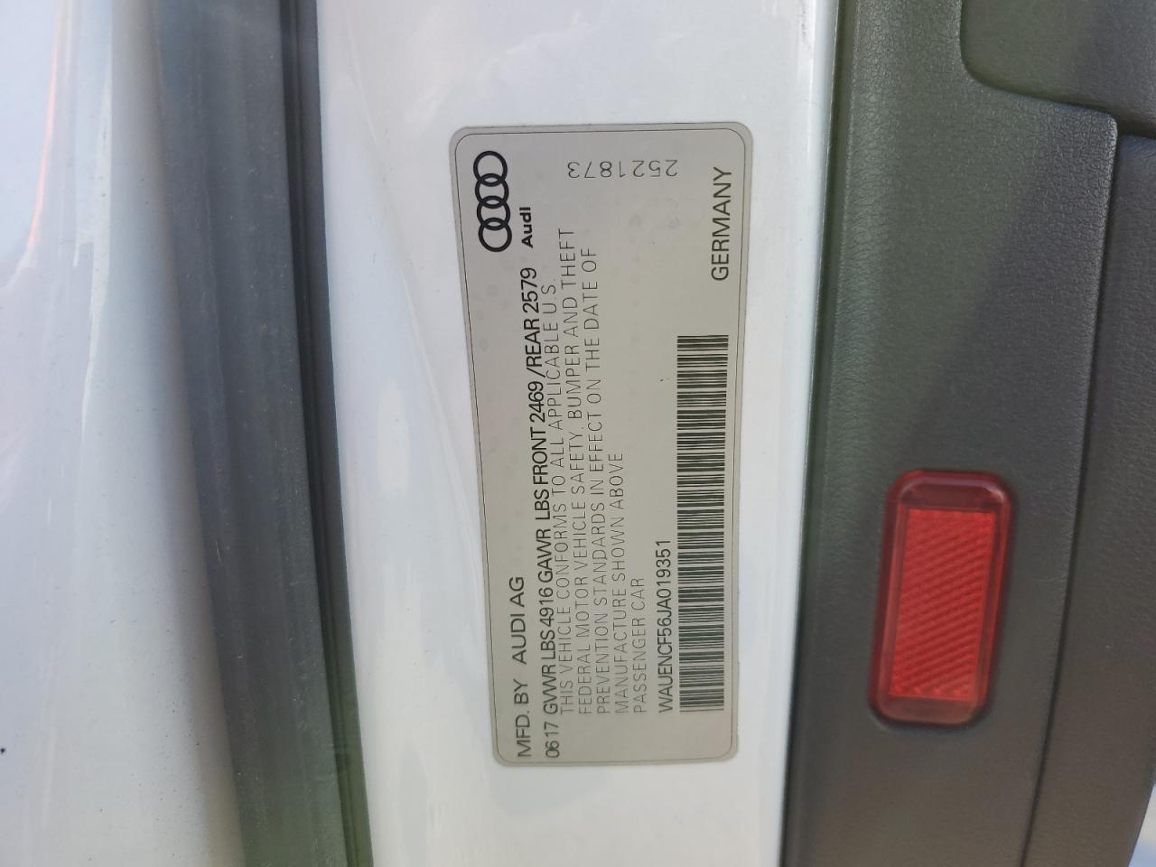 2018 Audi A5 Premium Plus S-Line VIN: WAUENCF56JA019351 Lot: 80577665