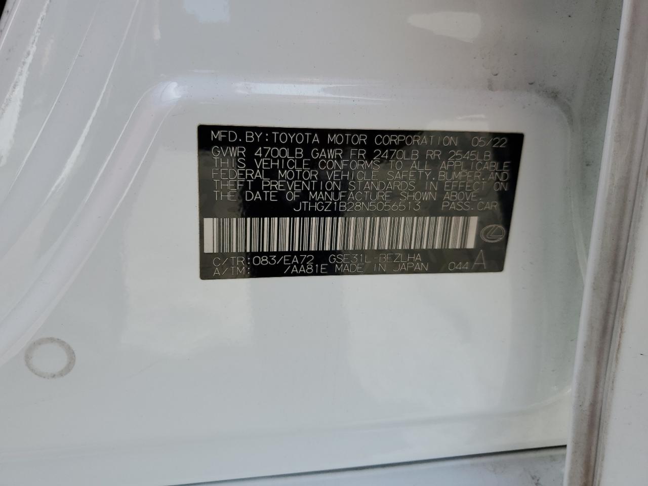 2022 Lexus Is 350 F Sport VIN: JTHGZ1B28N5056513 Lot: 81810045