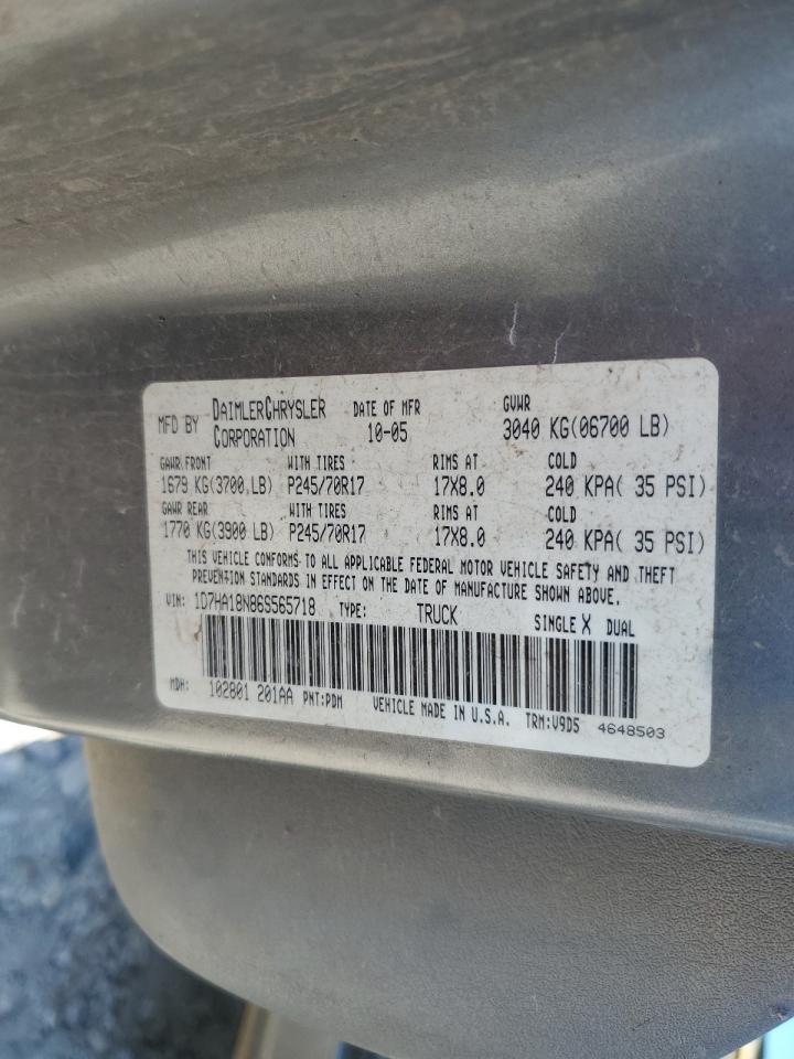 2006 Dodge Ram 1500 St VIN: 1D7HA18N86S565718 Lot: 70899355