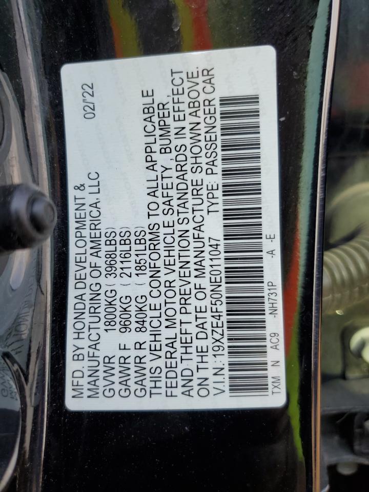 2022 Honda Insight Ex VIN: 19XZE4F50NE011047 Lot: 71440785