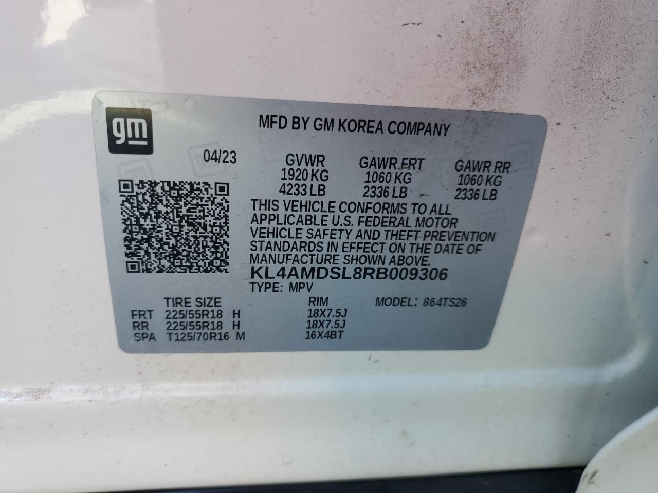 2024 Buick Encore Gx Sport Touring VIN: KL4AMDSL8RB009306 Lot: 80017045