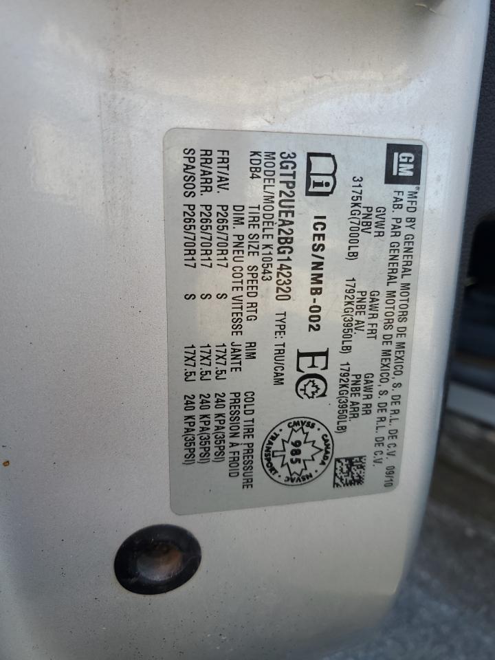 2011 GMC Sierra K1500 Sl VIN: 3GTP2UEA2BG142320 Lot: 71726435