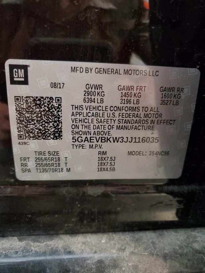 2018 Buick Enclave Premium VIN: 5GAEVBKW3JJ116035 Lot: 72014665