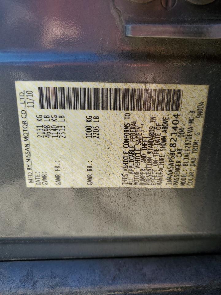 2011 Nissan Maxima S VIN: 1N4AA5AP5BC821404 Lot: 81275385