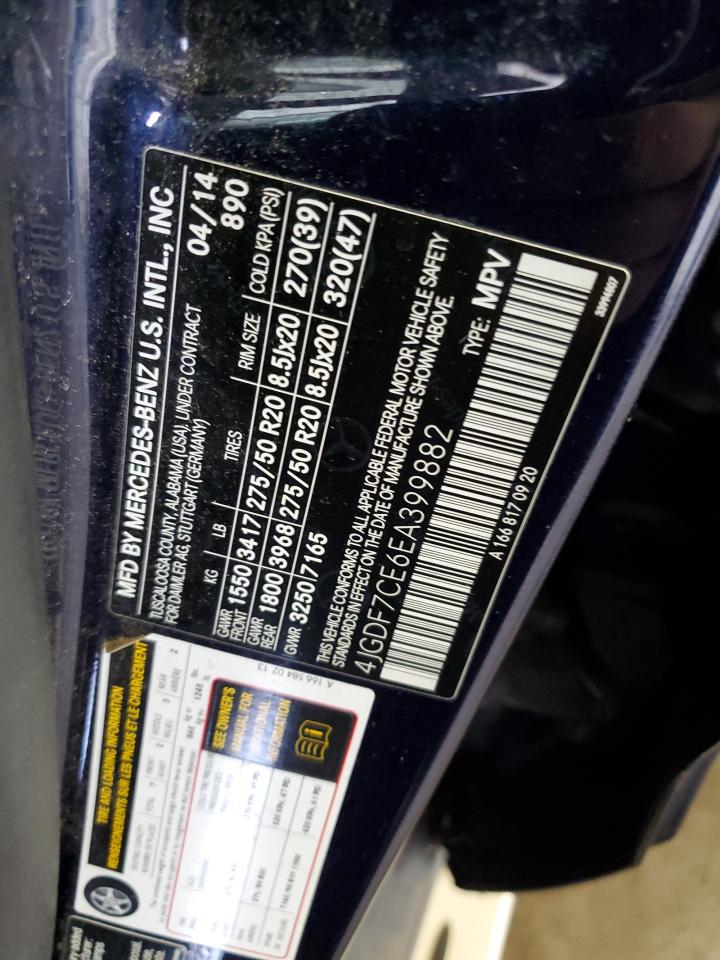 2014 Mercedes-Benz Gl 450 4Matic VIN: 4JGDF7CE6EA399882 Lot: 81980505