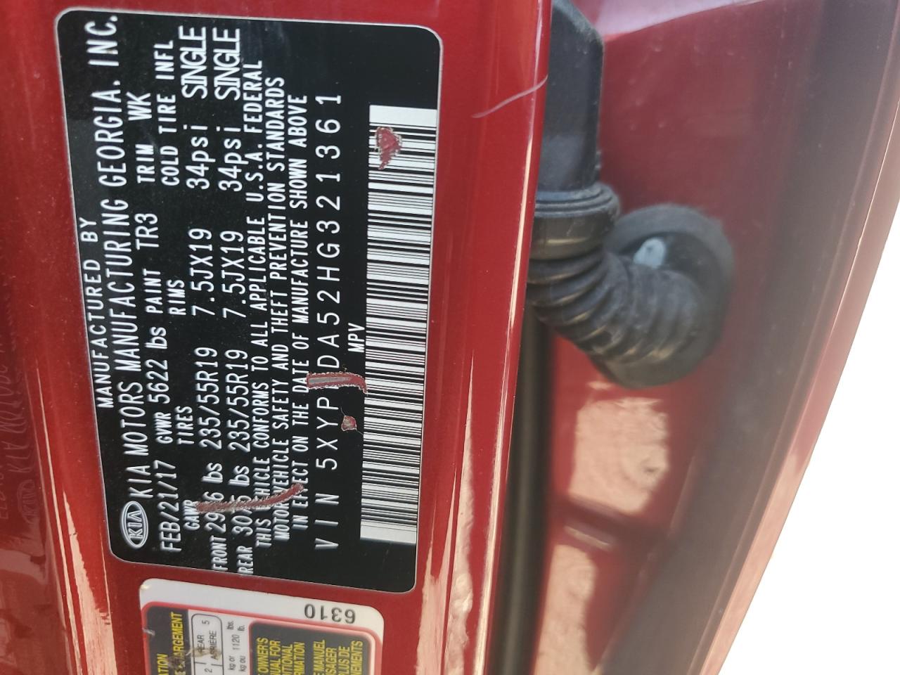 2017 Kia Sorento Sx VIN: 5XYPKDA52HG321361 Lot: 84020295