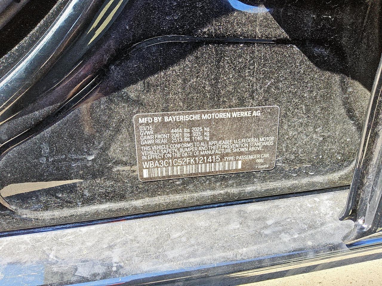 2015 BMW 328 I Sulev VIN: WBA3C1C52FK121415 Lot: 80270345