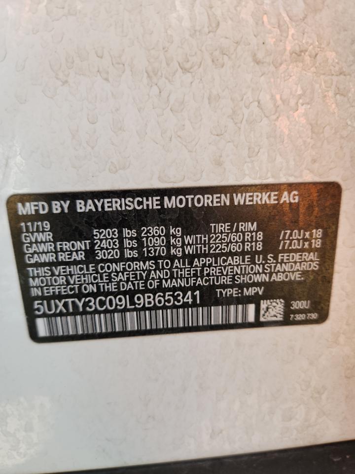 2020 BMW X3 Sdrive30I VIN: 5UXTY3C09L9B65341 Lot: 80580875