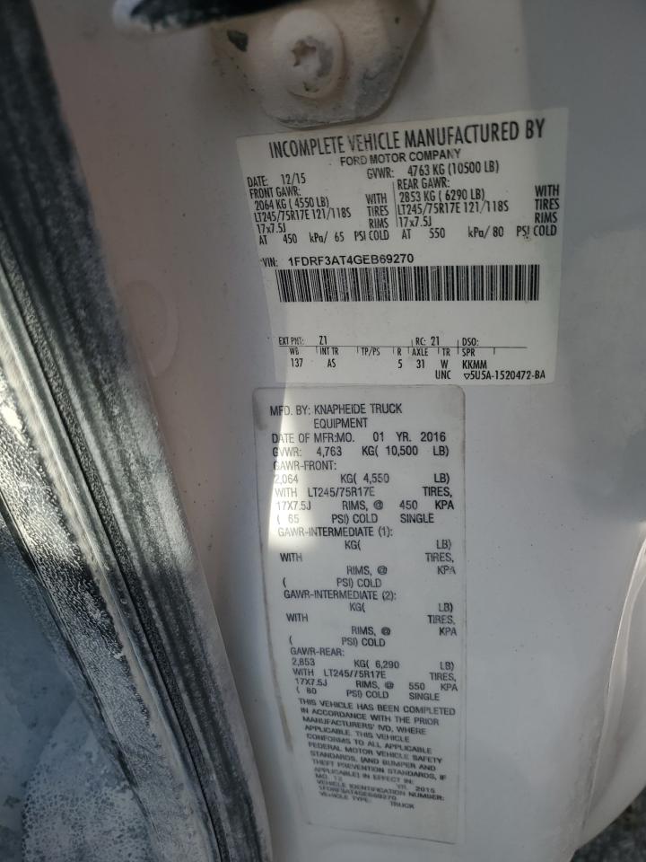 2016 Ford F350 Super Duty VIN: 1FDRF3AT4GEB69270 Lot: 84059425