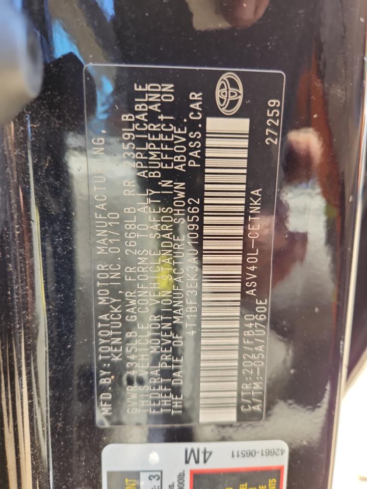 2010 Toyota Camry Base VIN: 4T1BF3EK3AU109562 Lot: 71925835