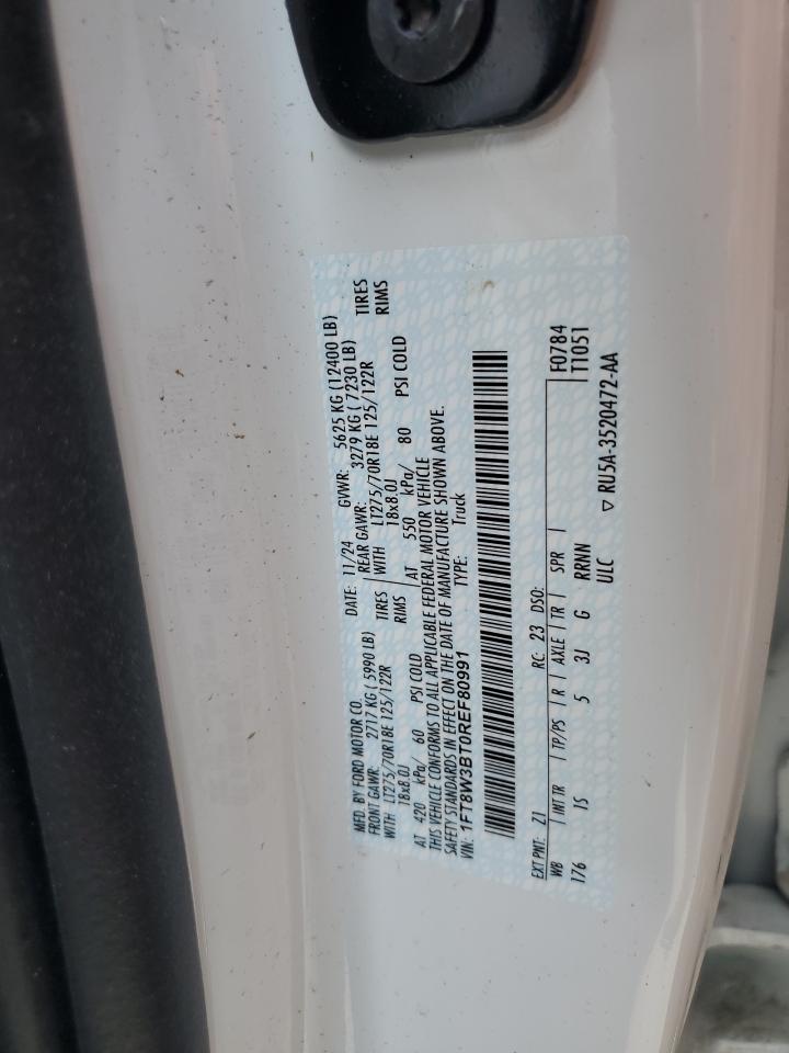 2024 Ford F350 Super Duty VIN: 1FT8W3BT0REF80991 Lot: 80310595