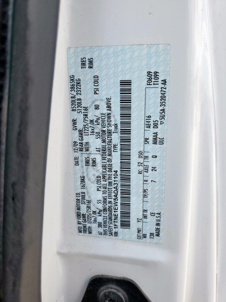 2010 Ford Econoline E150 Van VIN: 1FTNE1EW5ADA31104 Lot: 84213015